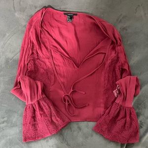 Red wine blouse bell sleeves